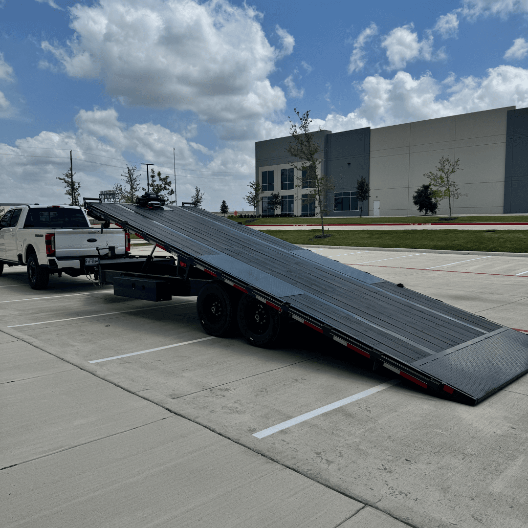 24ft deckover tilt flatbed trailer rental Haslet TX - heavy duty tilting flatbed trailer hauling equipment